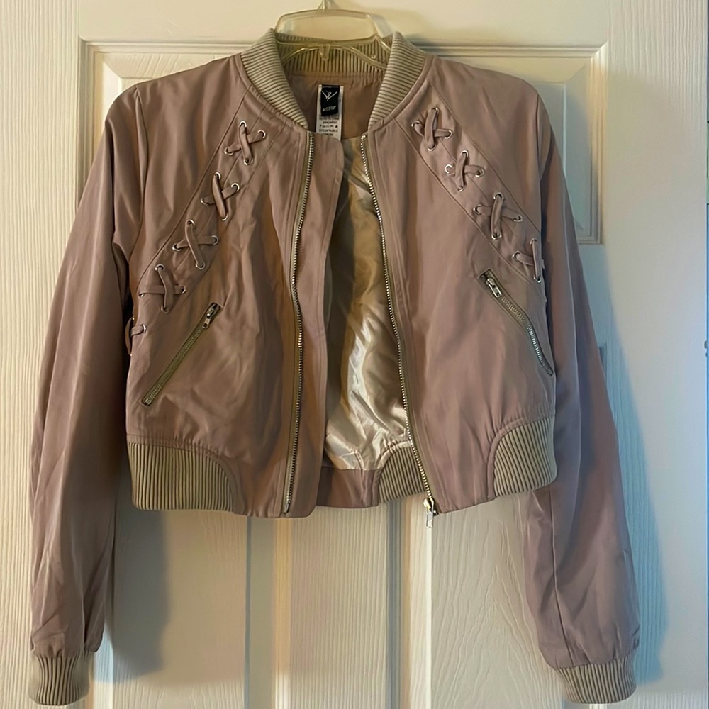 Tan light bomber jacket